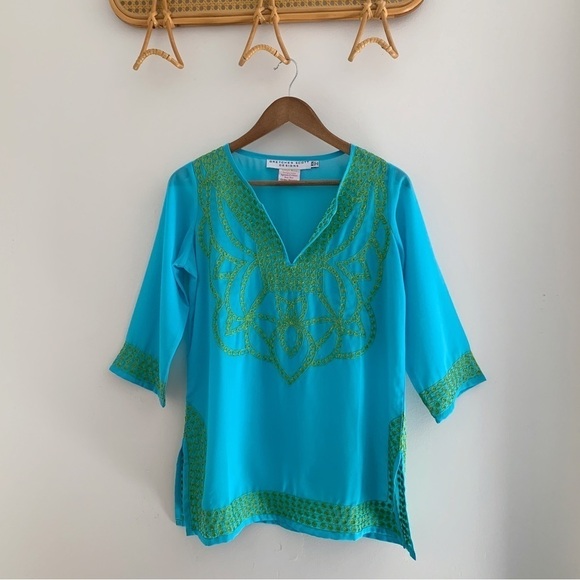 Gretchen Scott Classic Georgette Embroidered Tunic Top XS - Picture 7 of 7